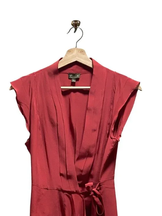 Anthropologie Fei Silk Wrap Top Terracotta Size 2 Minimalist Coastal Summer Boho - Picture 6 of 13